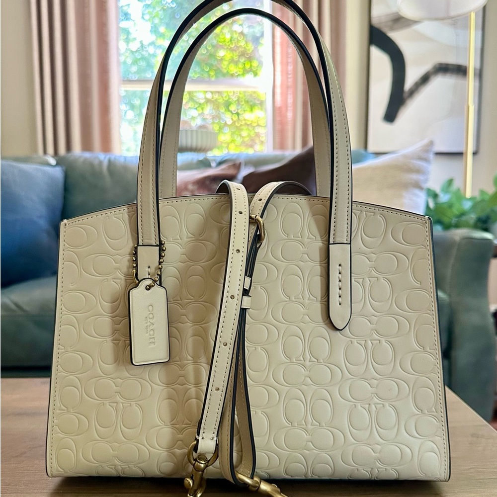 Coach Ivory Embossed Tote